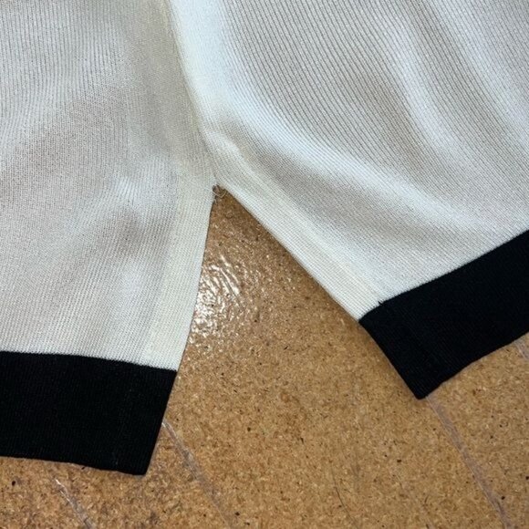 Misook Black & White Colorblock Open Front Cardigan Sweater Womens Size M - Picture 11 of 14